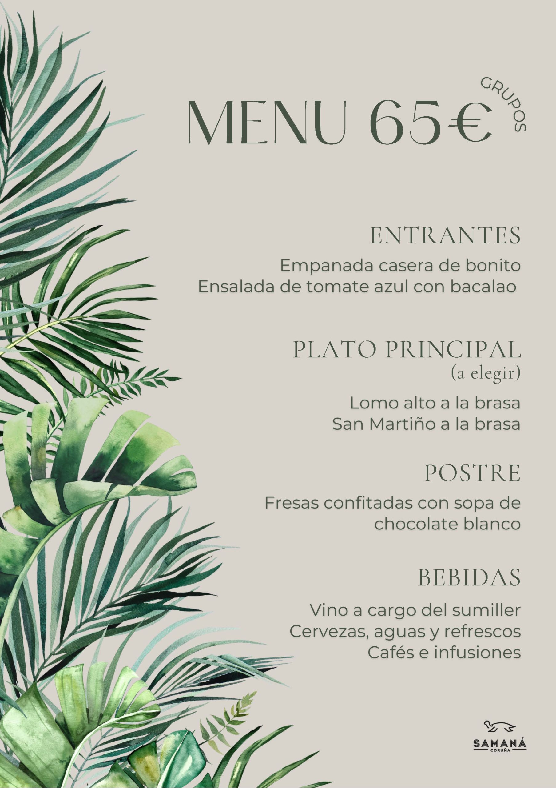 Restaurante Samaná Coruña menu para grupos 65€